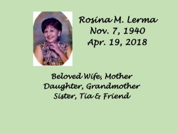 Avis de décès de Rosina M. Lerma