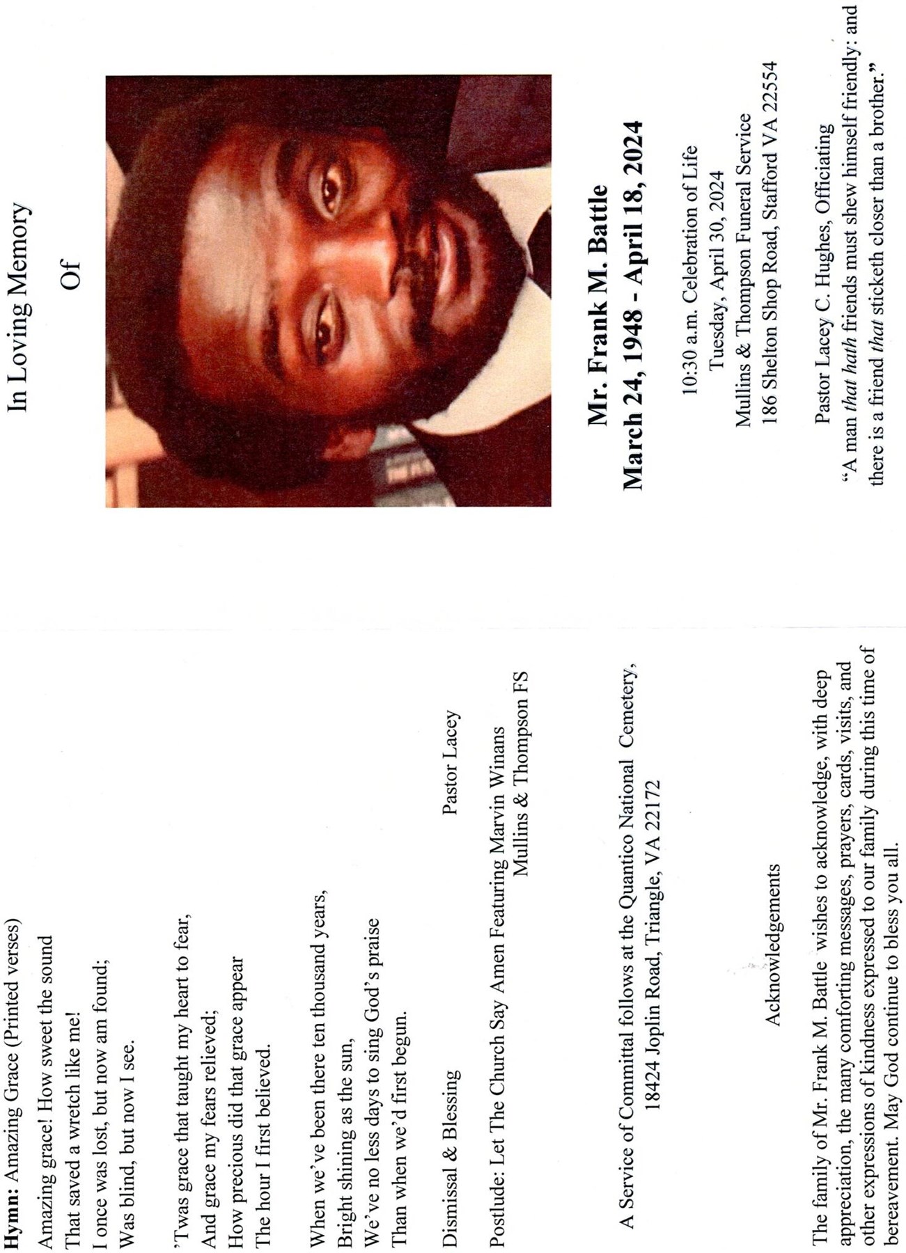 Obituary of Frank M. Battle