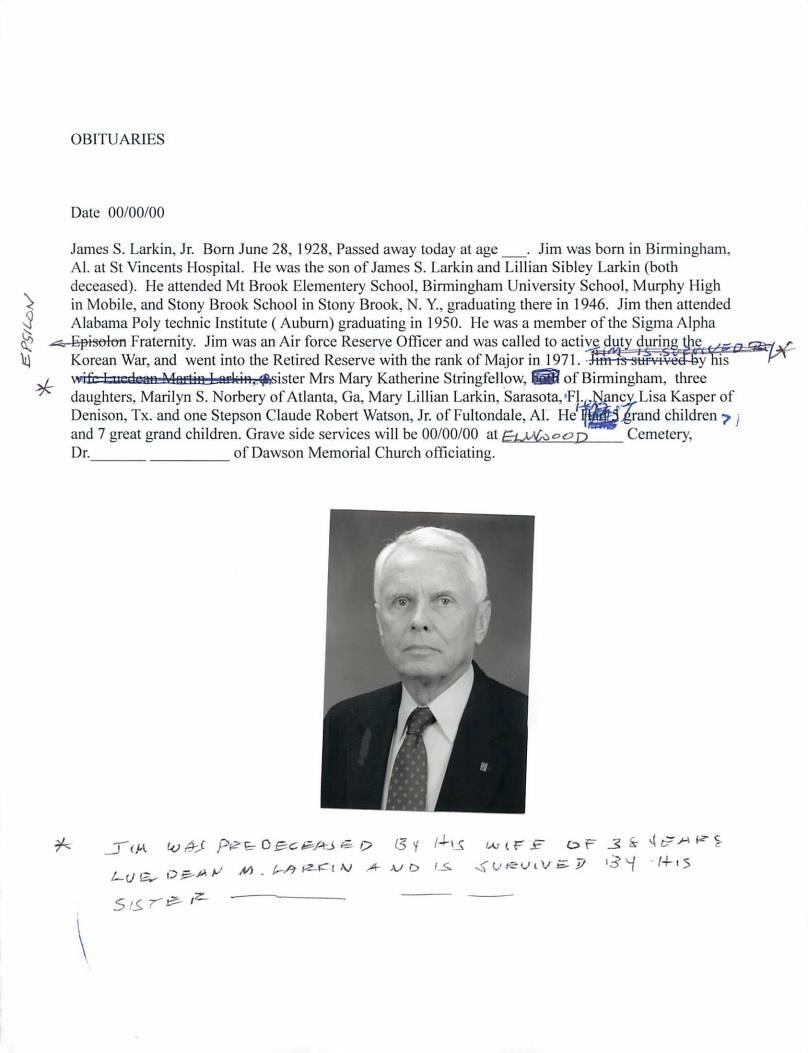 Obituary of James "Jim" S. Larkin Jr.