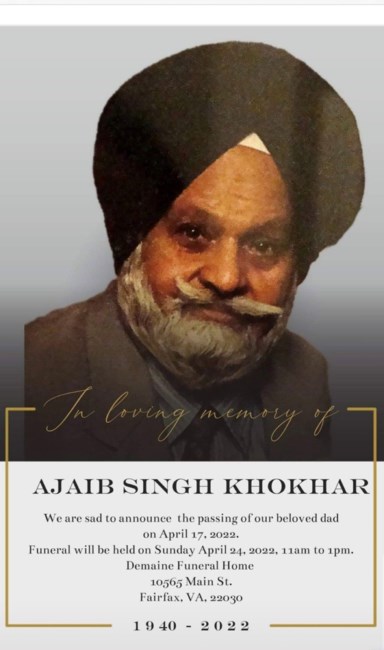 Obituary of Ajaib Singh Khokhar