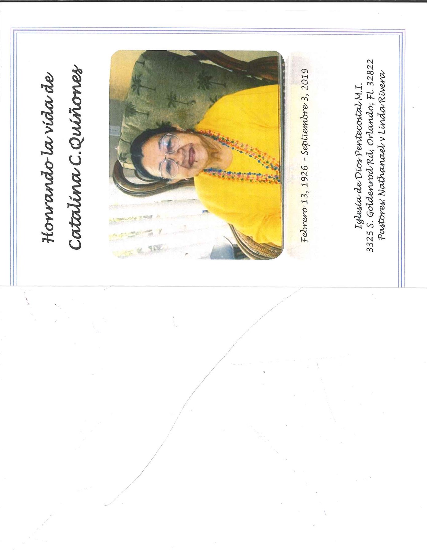 Obituario de Catalina "Tuta" Quiñones Vega