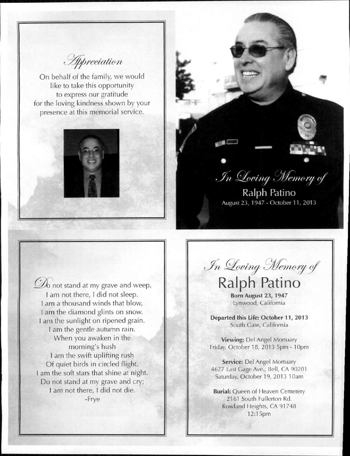Obituary of Ralph Patino