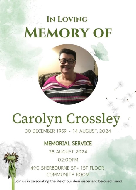 Obituary of Carolyn Margaret Crossley