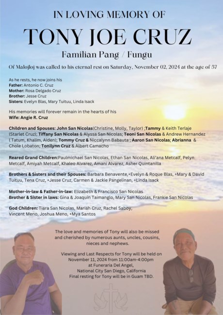 Obituary of Tony Joe Cruz